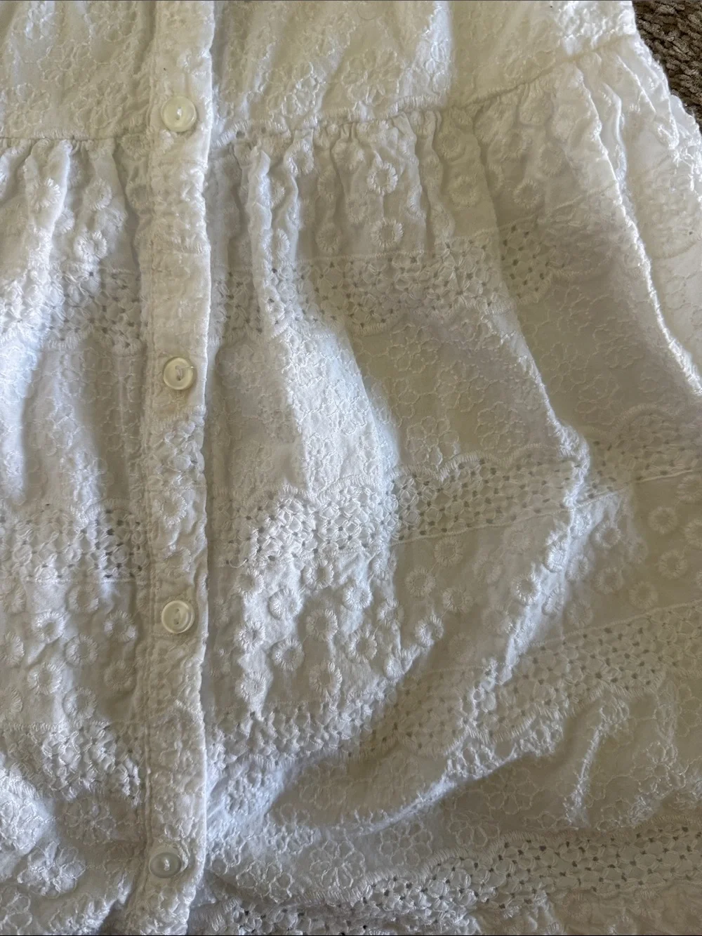 GAP White Eyelet Button-Front Dress 3T